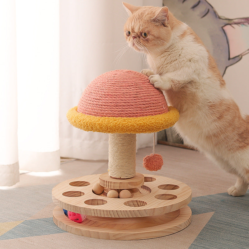 Solid Wood Turntable Cat Toy Sisal Grinding Claw Amusing One Cat Scratching Board Cat Supplies