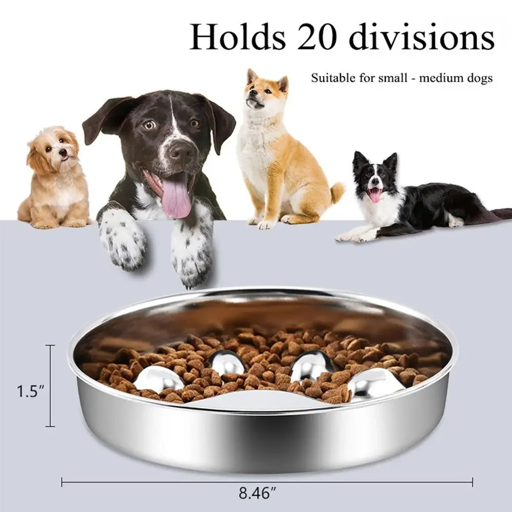 Pet Slow Feeding Food Bowl Slow Down Eating Non-Slip Metal Puzzle Maze Pet Dishes Anti Choke Stainless Steel Pet Bowl Training