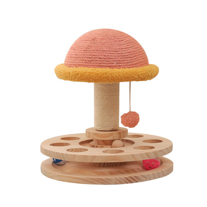 Solid Wood Turntable Cat Toy Sisal Grinding Claw Amusing One Cat Scratching Board Cat Supplies